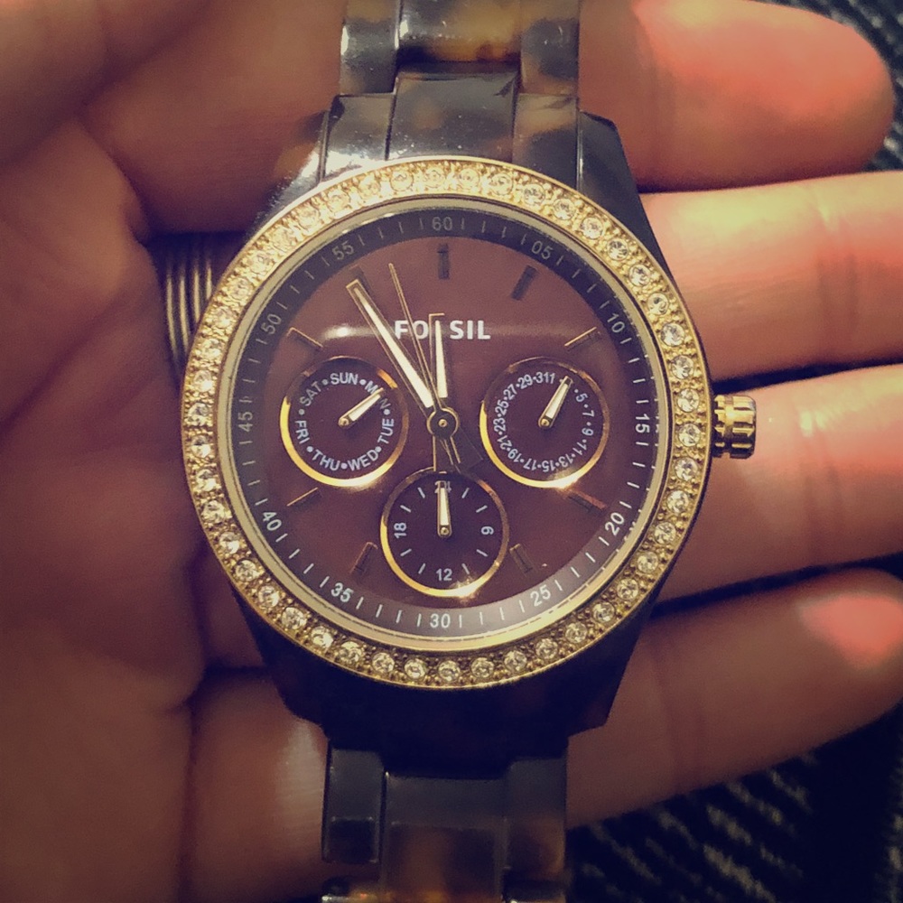 Fossil Shell Multifunction Tortoise Resin Watch